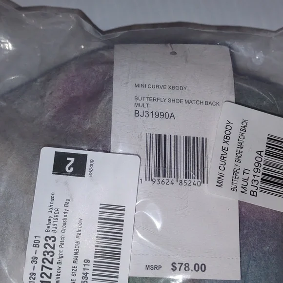 😺BETSEY JOHNSON Rainbow Bright Butterfly Crossbody - Picture 9 of 10